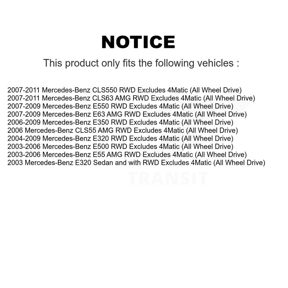 Front Complete Shock Assembly And TOR Link Kit For Mercedes-Benz E350 E320 E500 CLS550 E550 E55 AMG E63 CLS55 CLS63 Excludes 4Matic (All Wheel Drive) KSS-100551