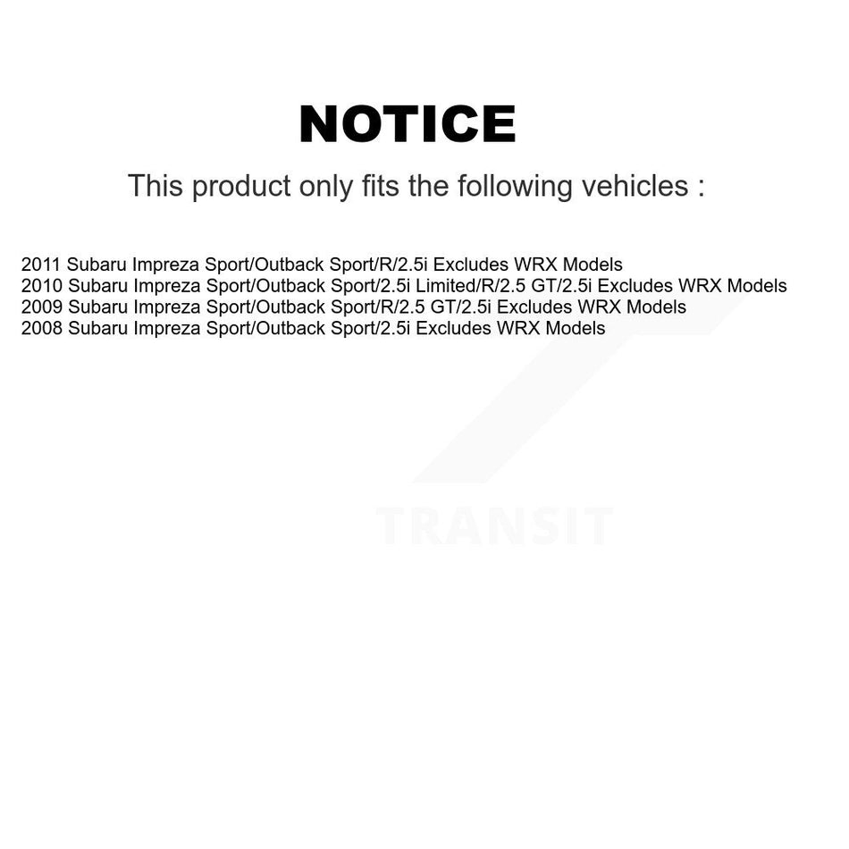 Front Complete Shock Assembly And TOR Link Kit For Subaru Impreza Excludes WRX Models KSS-100708