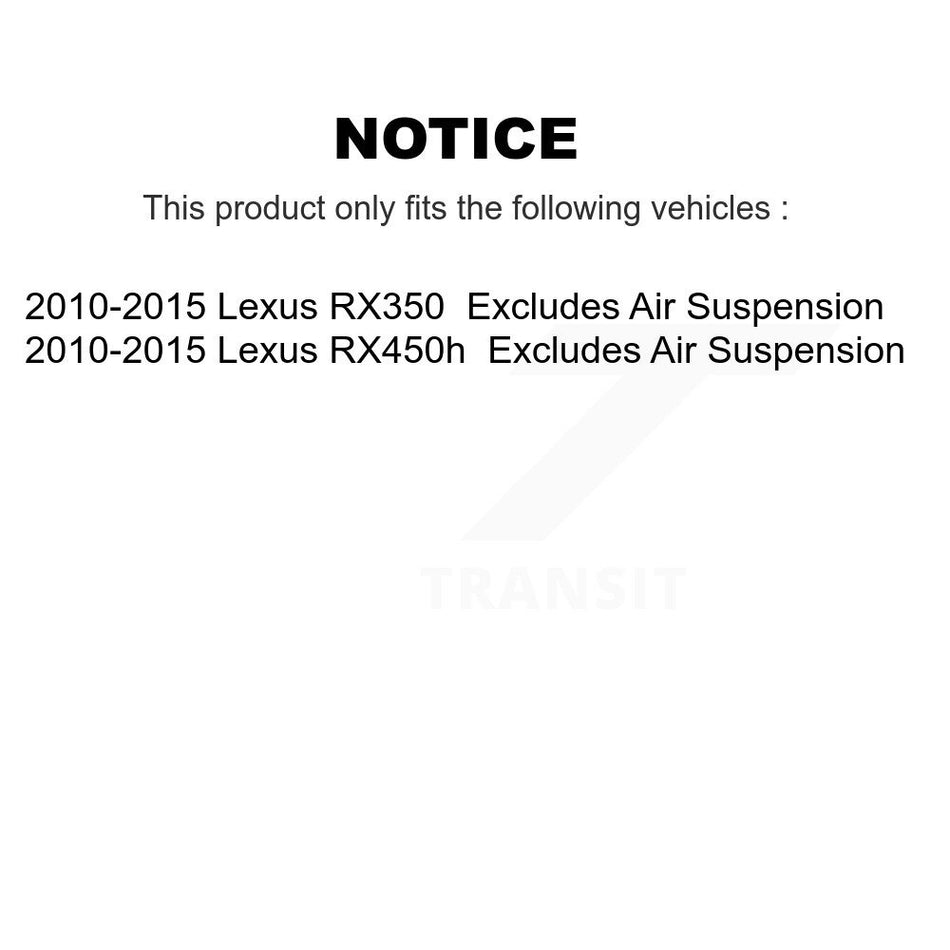 Front Complete Shock Assembly And TOR Link Kit For 2010-2015 Lexus RX350 RX450h Excludes Air Suspension KSS-100741