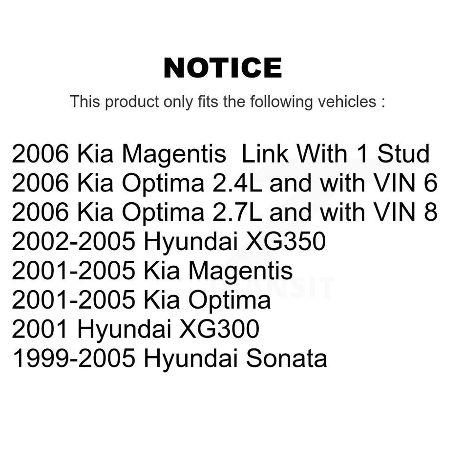 Front Suspension Control Arm And Ball Joint Assembly Stabilizer Bar Link Kit For Hyundai Sonata Kia Optima XG350 XG300 Magentis KTR-100009