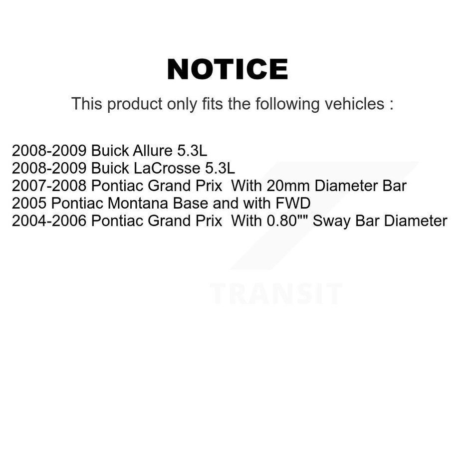 Front Suspension Control Arm And Ball Joint Assembly Stabilizer Bar Link Kit For Pontiac Grand Prix Buick LaCrosse Montana Allure KTR-100195