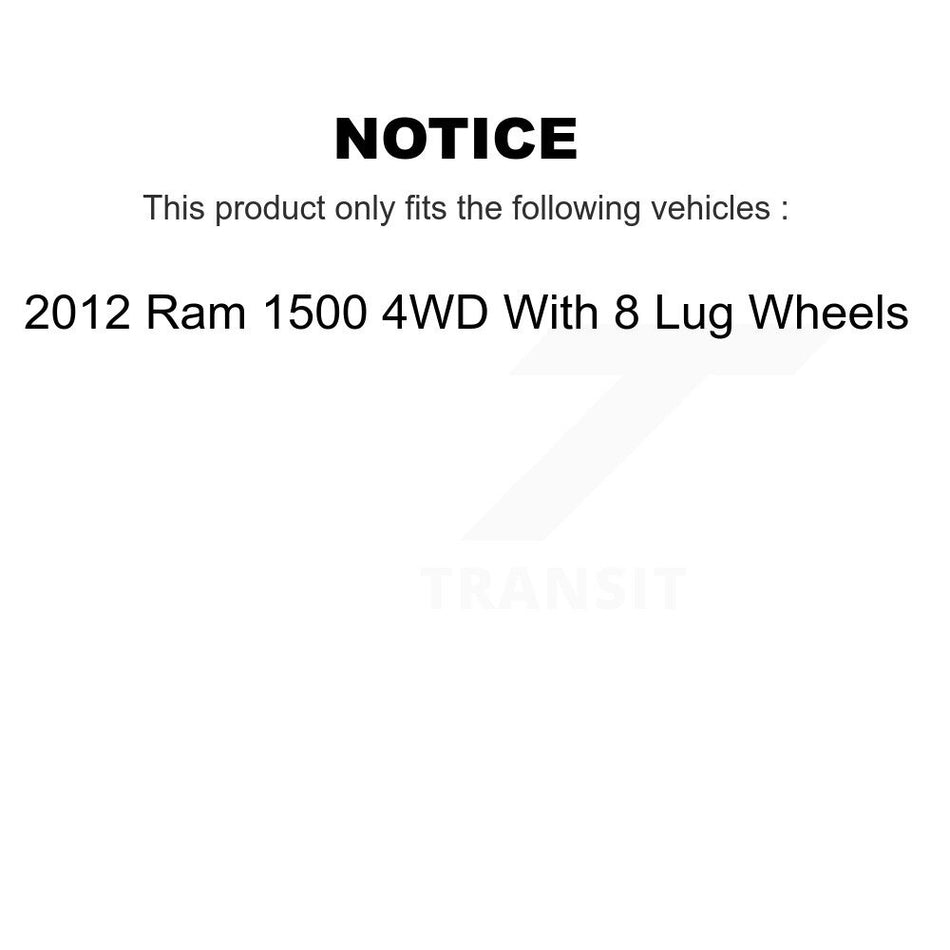 Front Suspension Control Arm And Ball Joint Assembly Steering Tie Rod End Stabilizer Bar Link Kit (8Pc) For 2012 Ram 1500 4WD With 8 Lug Wheels KTR-100428