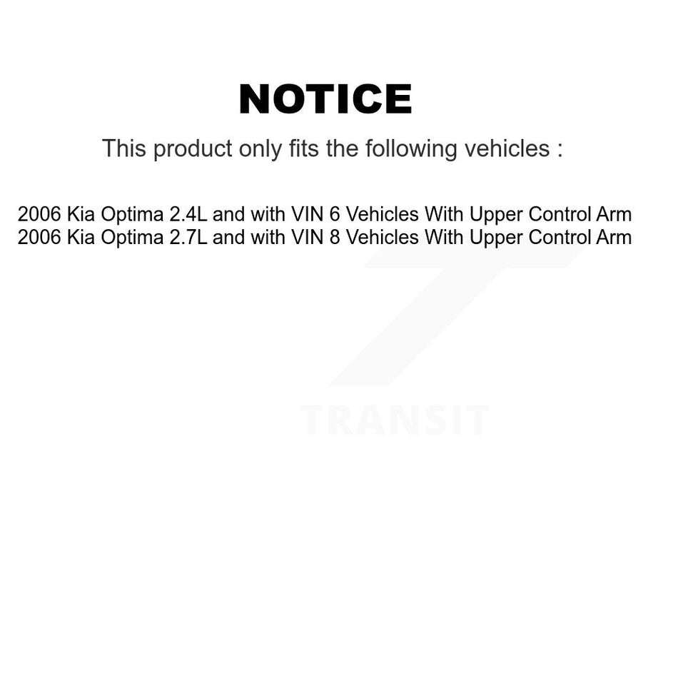 Front Suspension Control Arm And Ball Joint Assembly Steering Tie Rod End Stabilizer Bar Link Kit (8Pc) For Kia Optima Vehicles With Upper KTR-100515