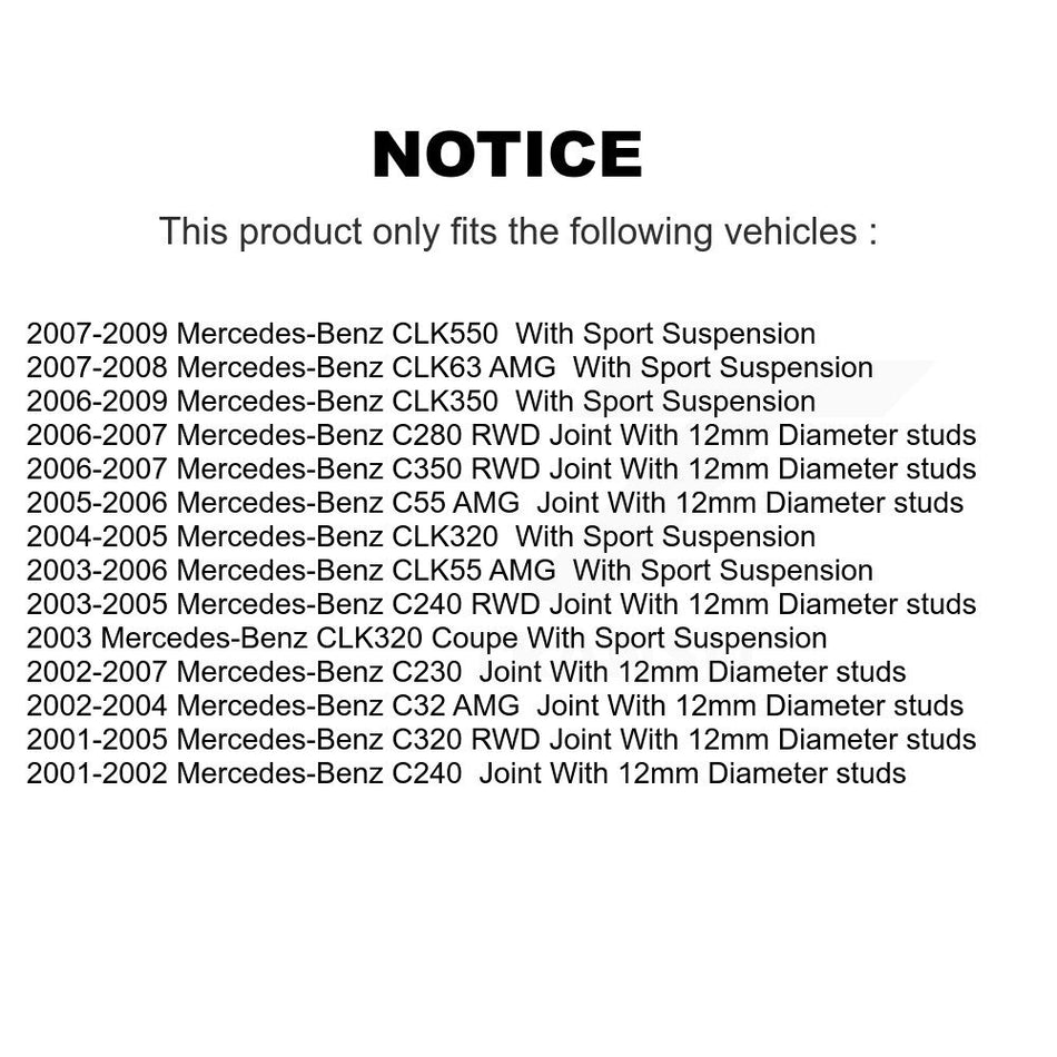 Front Suspension Control Arm And Ball Joint Assembly Steering Tie Rod End Stabilizer Link Kit (8Pc) For Mercedes-Benz C230 C240 CLK350 C320 C280 CLK320 CLK550 C350 CLK55 AMG C32 C55 CLK63 KTR-100636