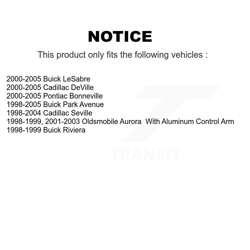 Front Suspension Control Arm And Ball Joint Assembly Kit For Buick LeSabre Cadillac DeVille Park Avenue Pontiac Bonneville Seville Oldsmobile Aurora Riviera KTR-101374