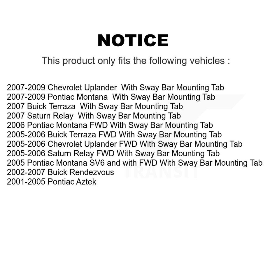 Front Suspension Control Arm And Ball Joint Assembly Kit For Buick Rendezvous Chevrolet Uplander Pontiac Aztek Montana Terraza Saturn Relay KTR-101436