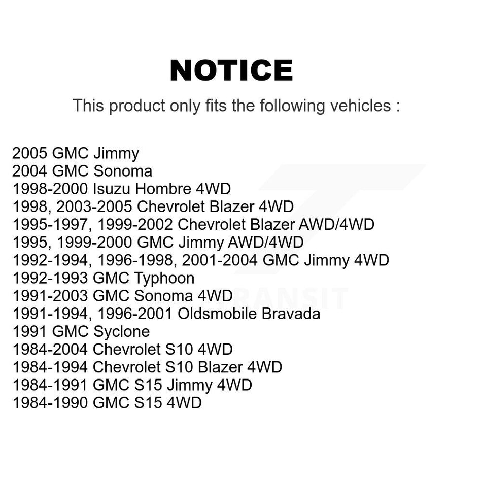 Front Suspension Control Arm And Ball Joint Assembly Kit For Chevrolet S10 Blazer GMC Sonoma Jimmy Oldsmobile Bravada S15 Isuzu Hombre Typhoon Syclone KTR-101498