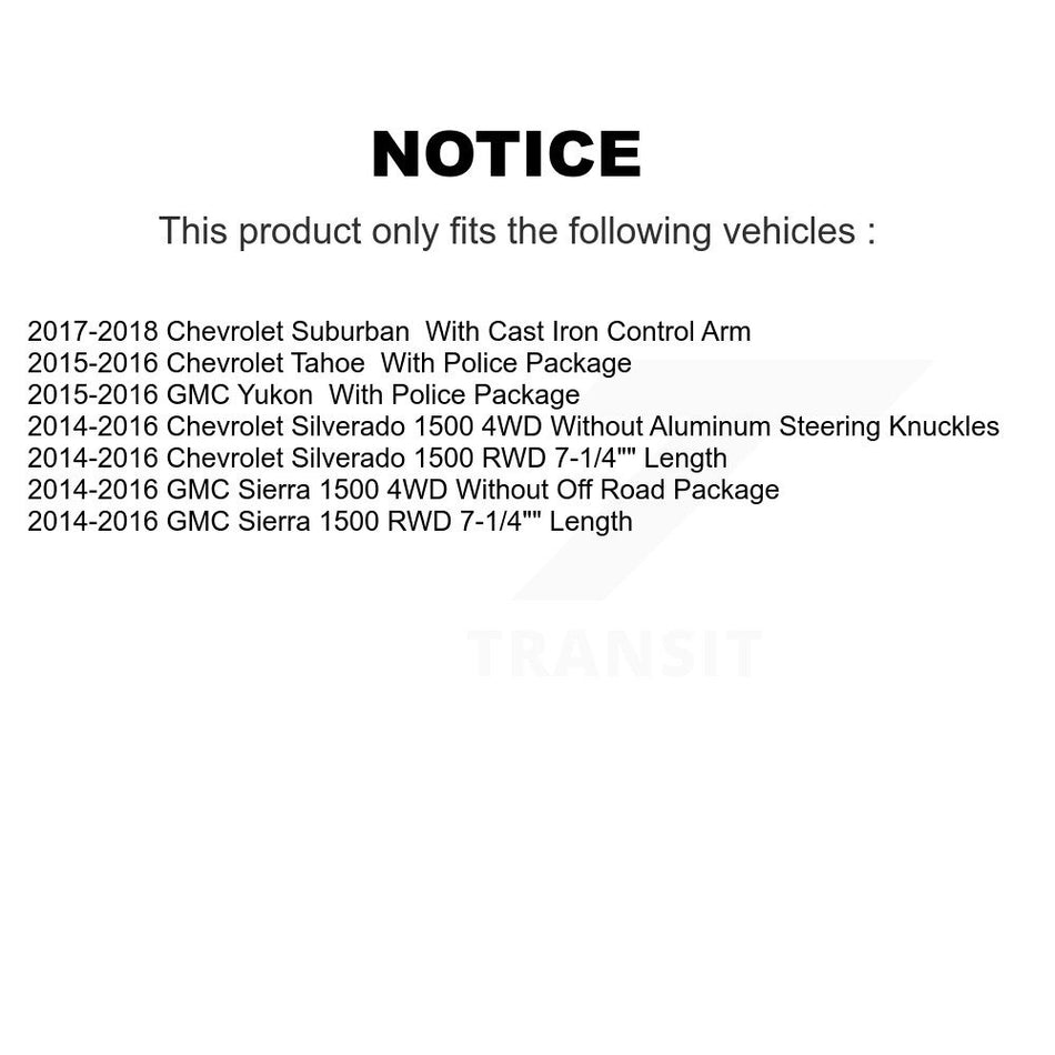 Front Suspension Control Arm And Ball Joint Assembly Steering Tie Rod End Stabilizer Bar Link Kit (8Pc) For Chevrolet Silverado 1500 GMC Sierra Tahoe Yukon Suburban KTR-101714