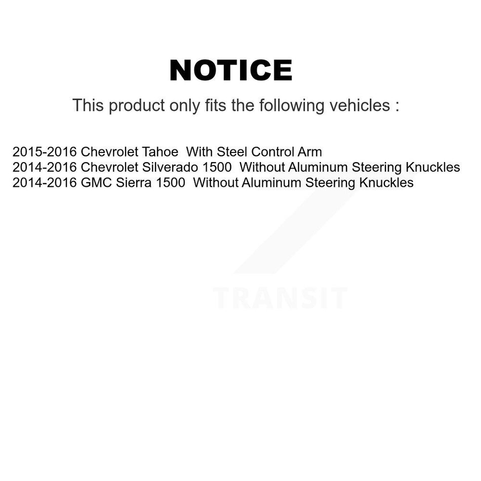 Front Suspension Control Arm And Ball Joint Assembly Steering Tie Rod End Stabilizer Bar Link Kit (8Pc) For Chevrolet Silverado 1500 GMC Sierra Tahoe KTR-101722