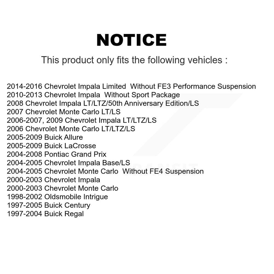 Front Steering Tie Rod End Kit For Chevrolet Impala Buick Century Pontiac Grand Prix LaCrosse Monte Carlo Limited Regal Oldsmobile Intrigue Allure KTR-101864