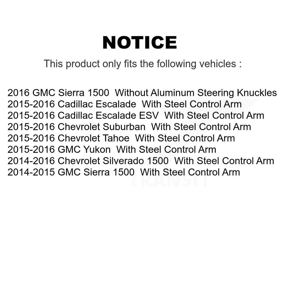 Front Suspension Ball Joint And Tie Rod End Kit For Chevrolet Silverado 1500 GMC Sierra Tahoe Suburban Yukon Cadillac Escalade ESV KTR-102364