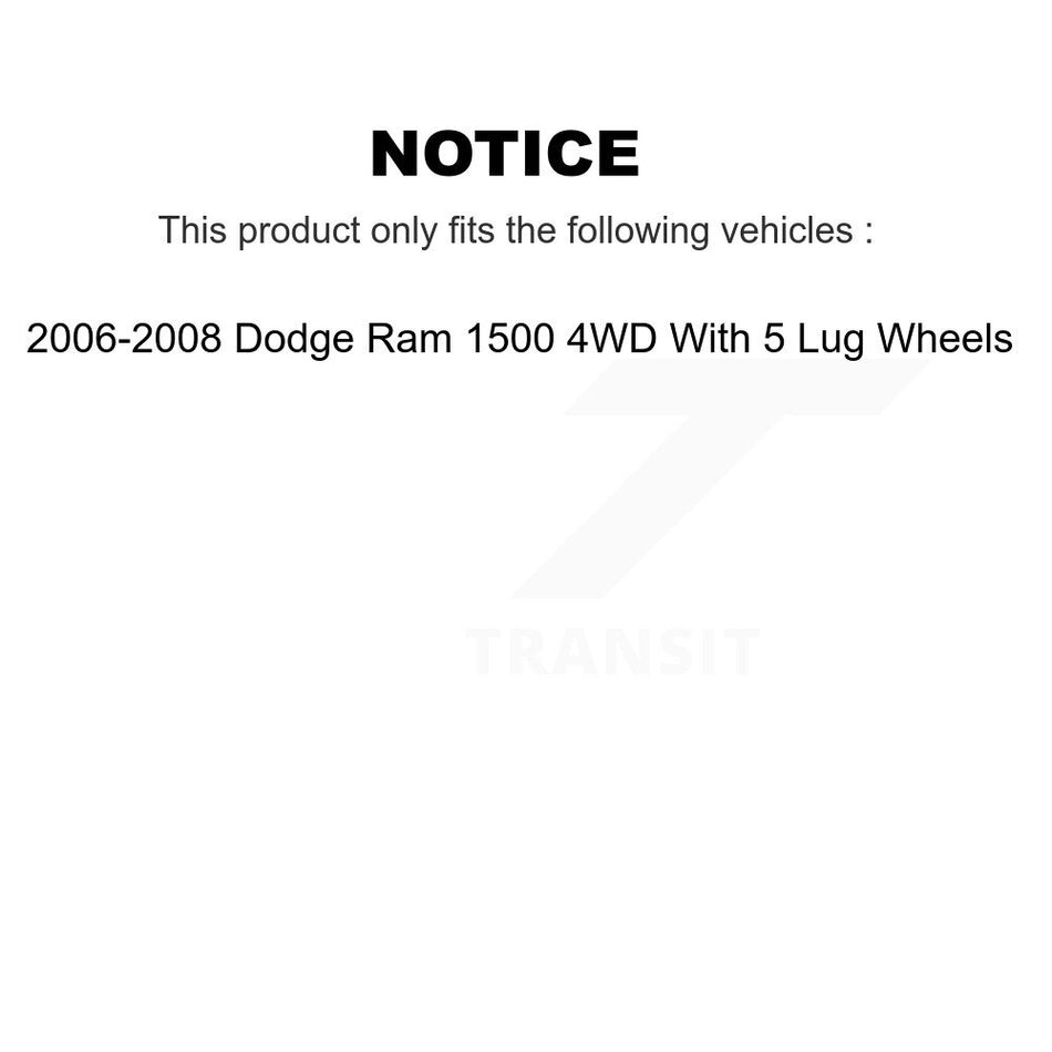 Front Suspension Control Arm Kit For 2006-2008 Dodge Ram 1500 4WD With 5 Lug Wheels KTR-102820