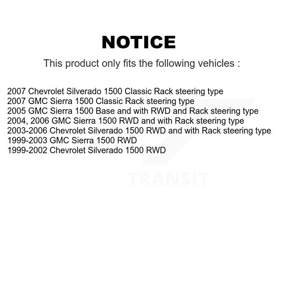 Front Suspension Control Arm And Ball Joint Assembly Steering Tie Rod End Stabilizer Bar Link Kit For Chevrolet Silverado 1500 GMC Sierra Classic KTR-102988