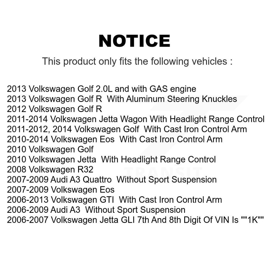 Front Suspension Control Arm With Tie Rod End And Ball Joint Kit (6Pc) For Volkswagen Jetta GTI Golf Eos Audi A3 R R32 Quattro KTR-103979